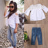 Lace Shirt and Jean Set